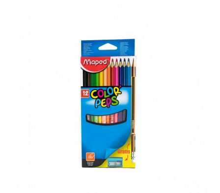 LAPICES DE COLORES X12 + LAPIZ HB Y SACAPUNTAS
