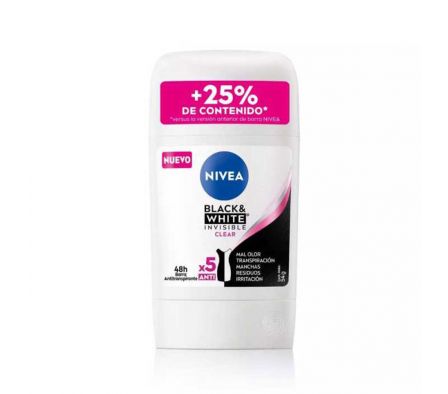 DESOD. NIVEA DEO STICK B&W CLEAR FEM 54GR