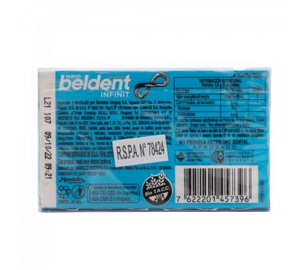 CHICLE BELDENT INFINIT SPEARMINT 26 GR (12)