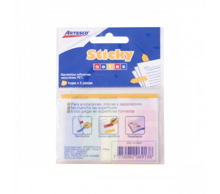 BANDERITA SEÑALADORA PVC ARTESCO BLISTER X 100UN