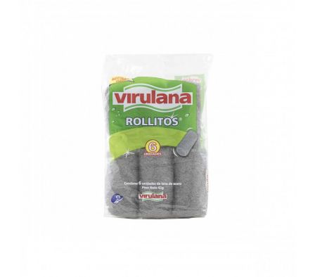 LANA DE ACERO VIRULANA ROLLITOS X 6 UNID. (30)