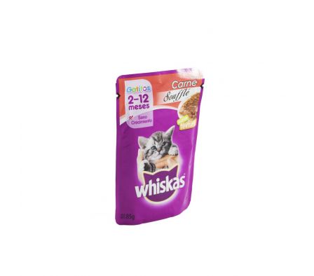 WHISKAS SOUFFLE DE CARNE P/ GATITOS 85G (12)