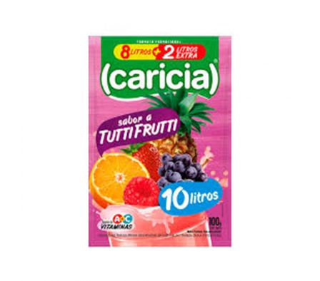 JUGO E/POLVO CARICIA TUTTI FRUTTI 10LT X 100GR (30)