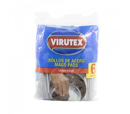 LANA DE ACERO VIRUTEX MAGO PADS X 6UN (100)