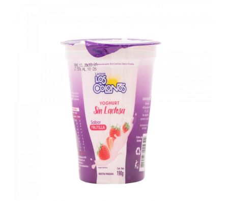 YOGURT LOS COLONOS S/LACTOSA FRUTILLA 190GR (48)