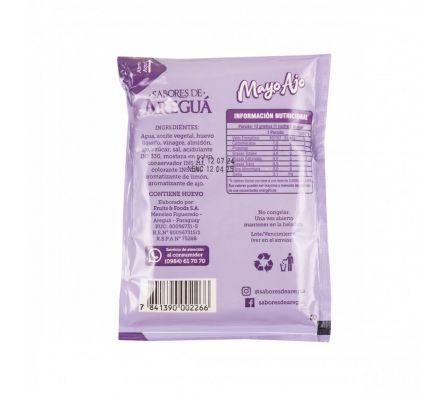 MAYONESA C/ AJO SAB. AREGUA SACHET 118 GR (24)